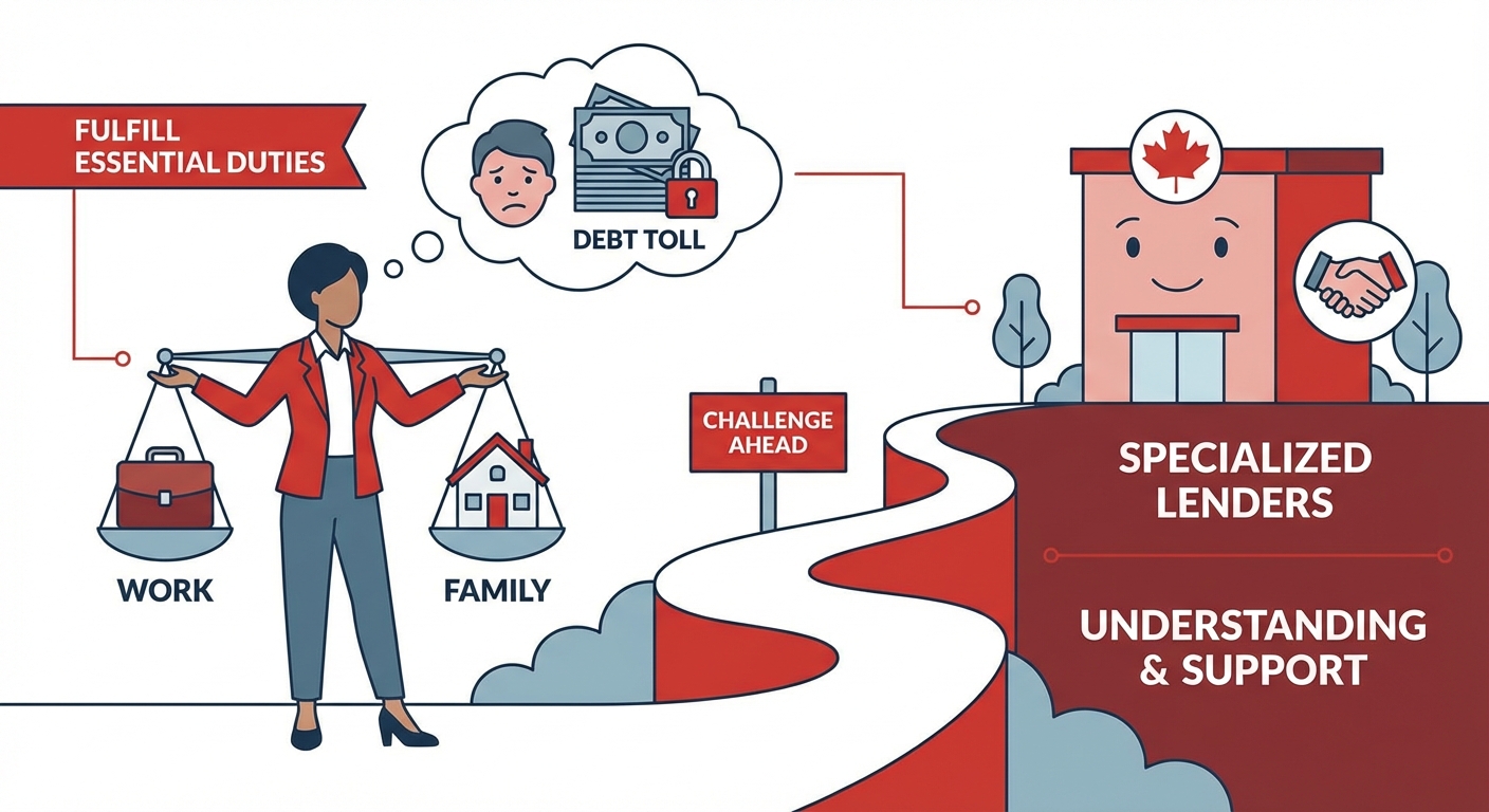 Urgent car loan for essential worker with active collections in Toronto illustration